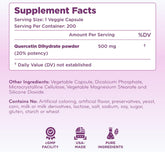 High Strength Quercetin 500mg Capsules - Quercetin Dihydrate Potent Flavonoid Antioxidant and Nutraceutical for Heart and Immune Support - Vegan Friendly - Made in a cGMP US Lab (200 Servings)